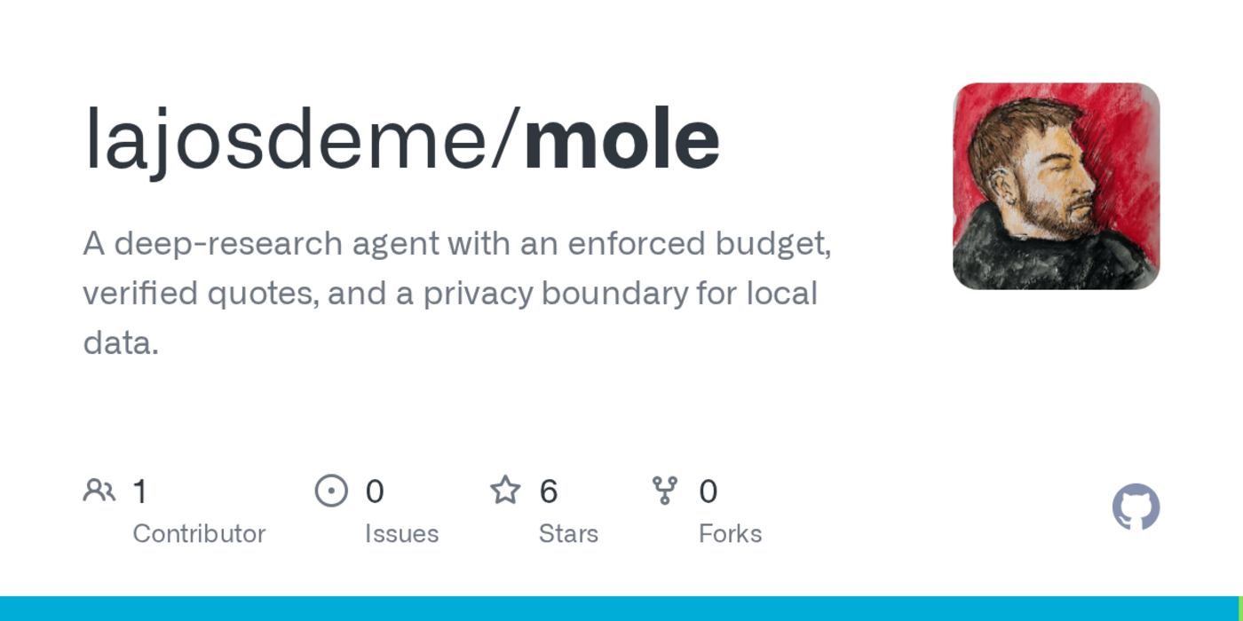 show hn mole deep research agent for your terminal