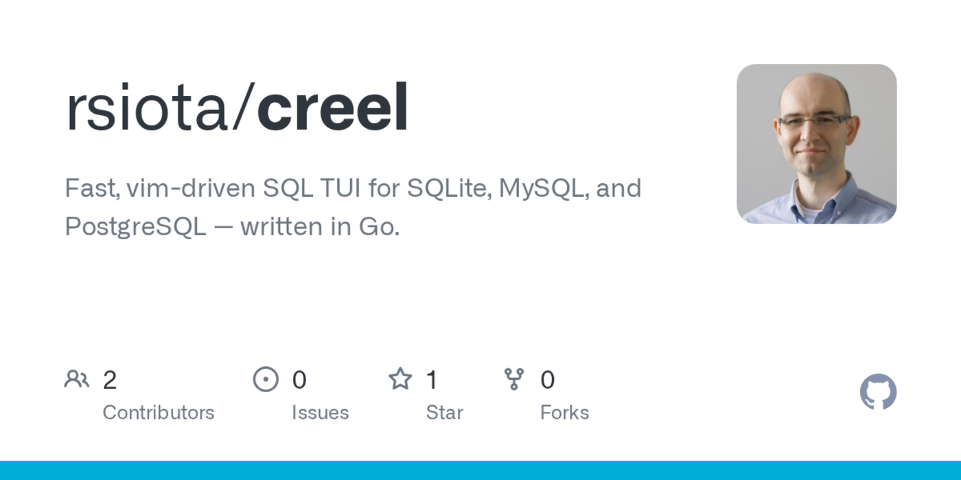 creel a vimdriven sql tui for sqlite mysql and postgres