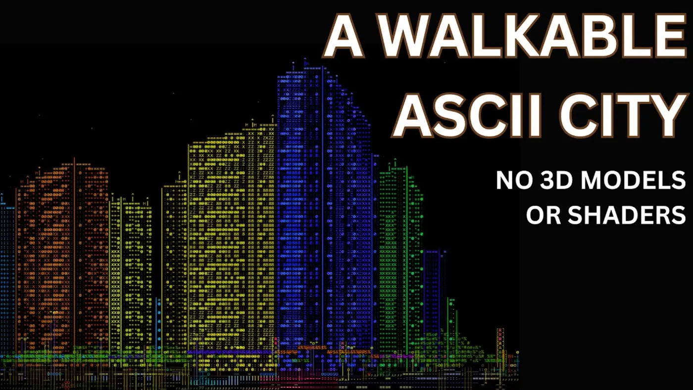 a walkable ascii cyberpunk city in one html file video