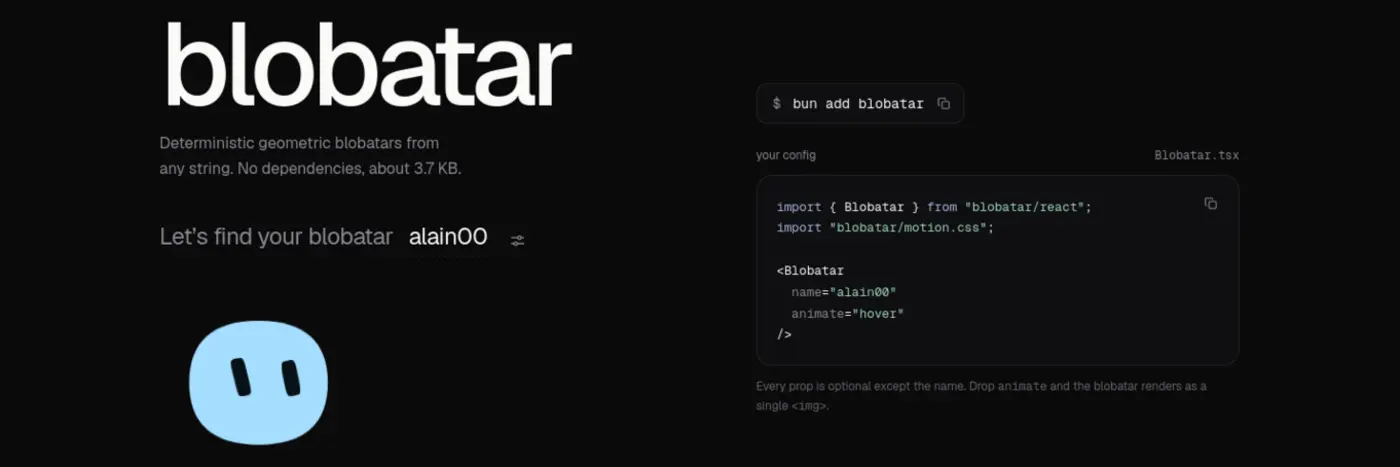 blobatar deterministic geometric avatars