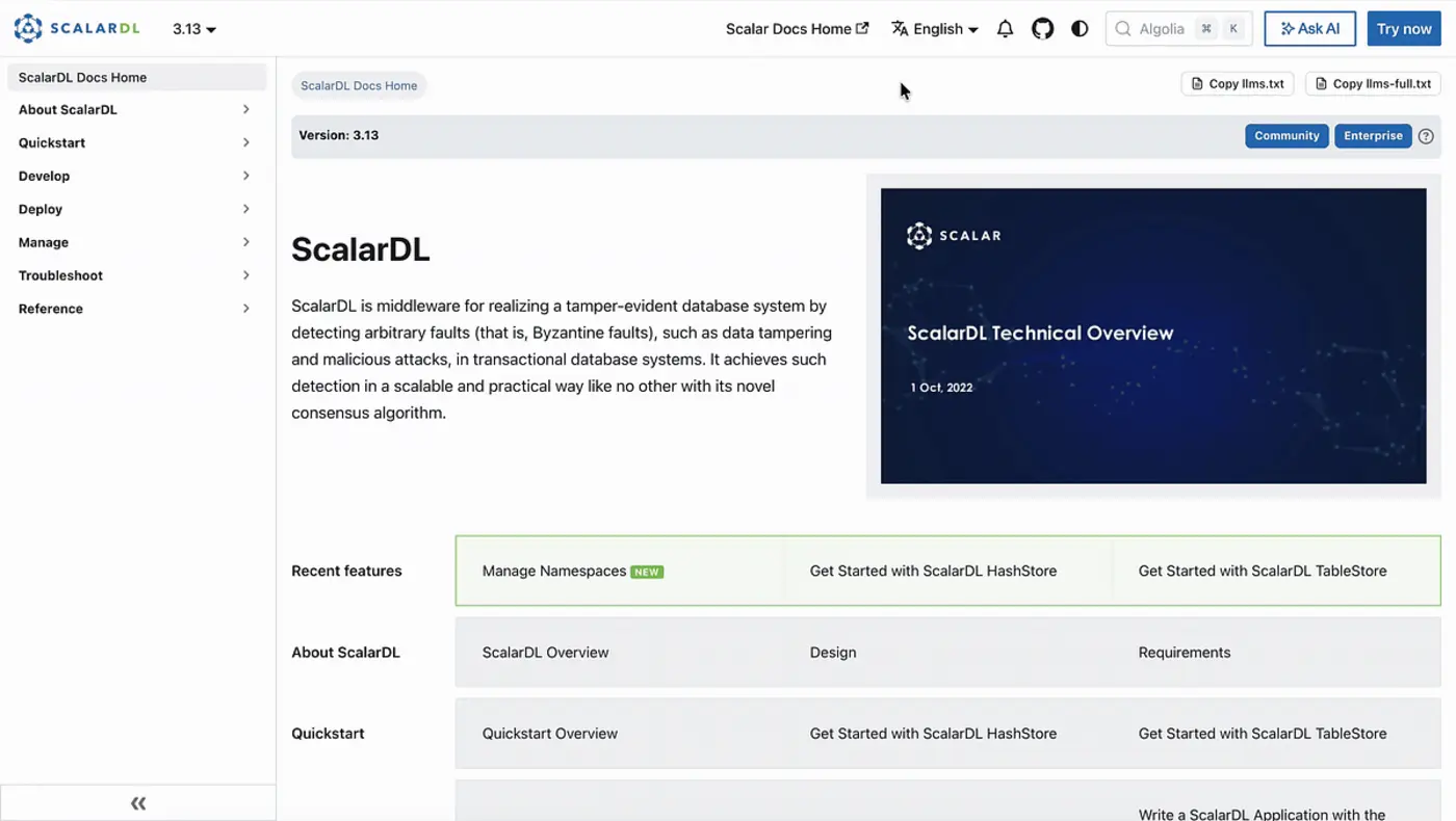 going ainative to enhance how humansagents access scalardb and scalardl docs
