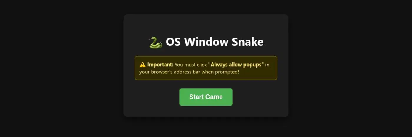 snake rendered with 576 browser windows