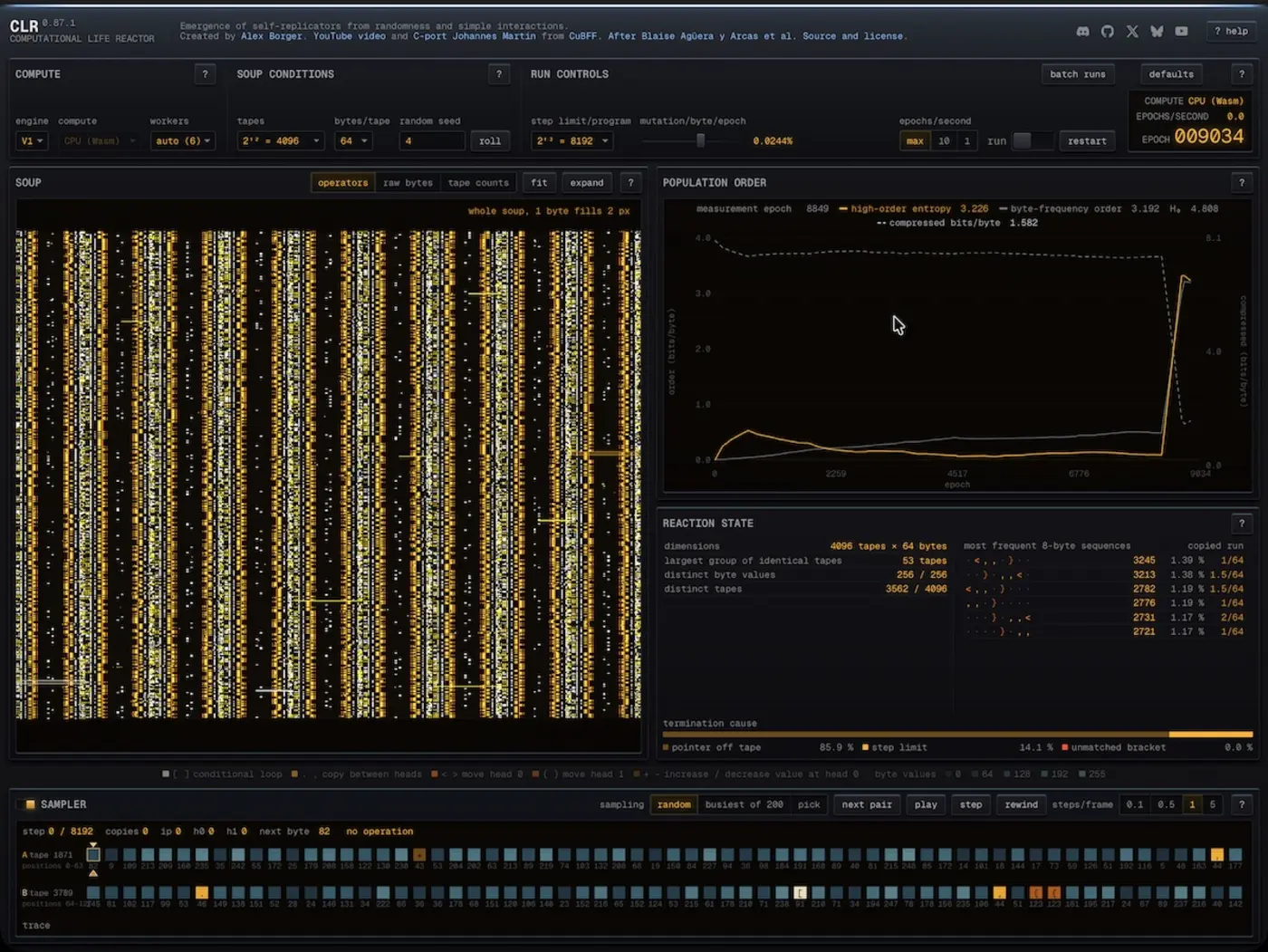 computational life reactor based on brainfuck