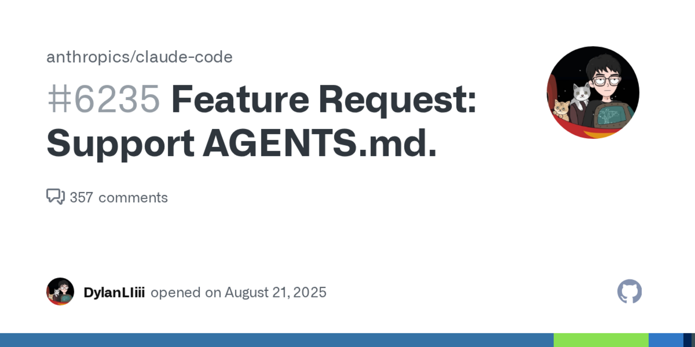 feature request support agentsmd