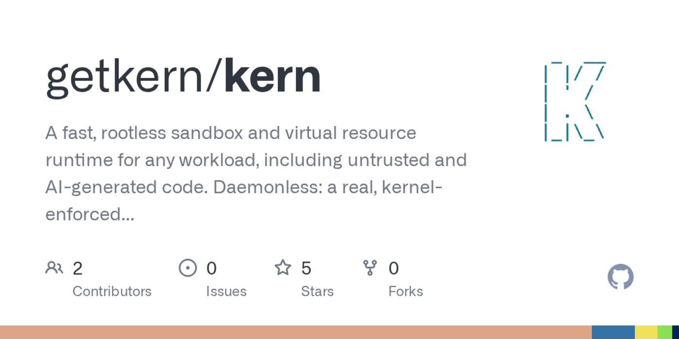 show hn kern container and resource runtime in a 15 mb binary no daemon
