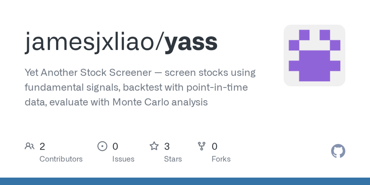 show hn yass opensource stock screener with pointintime backtesting