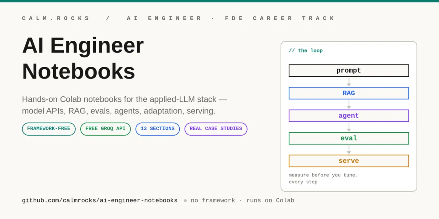 ai engineer notebooks free frameworkfree ragagentsevals on colab