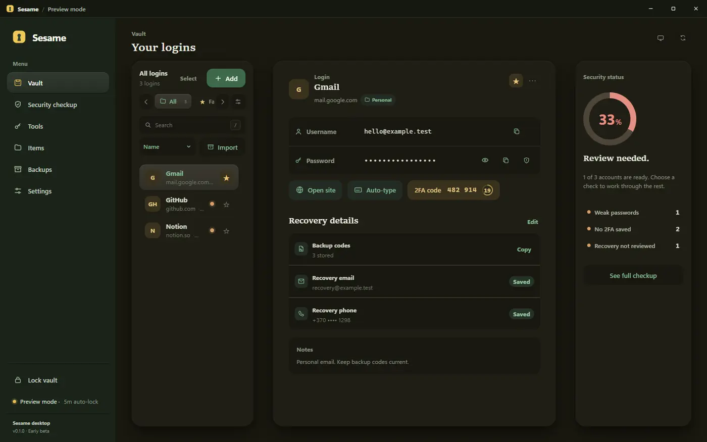 show hn sesame a localfirst opensource password manager