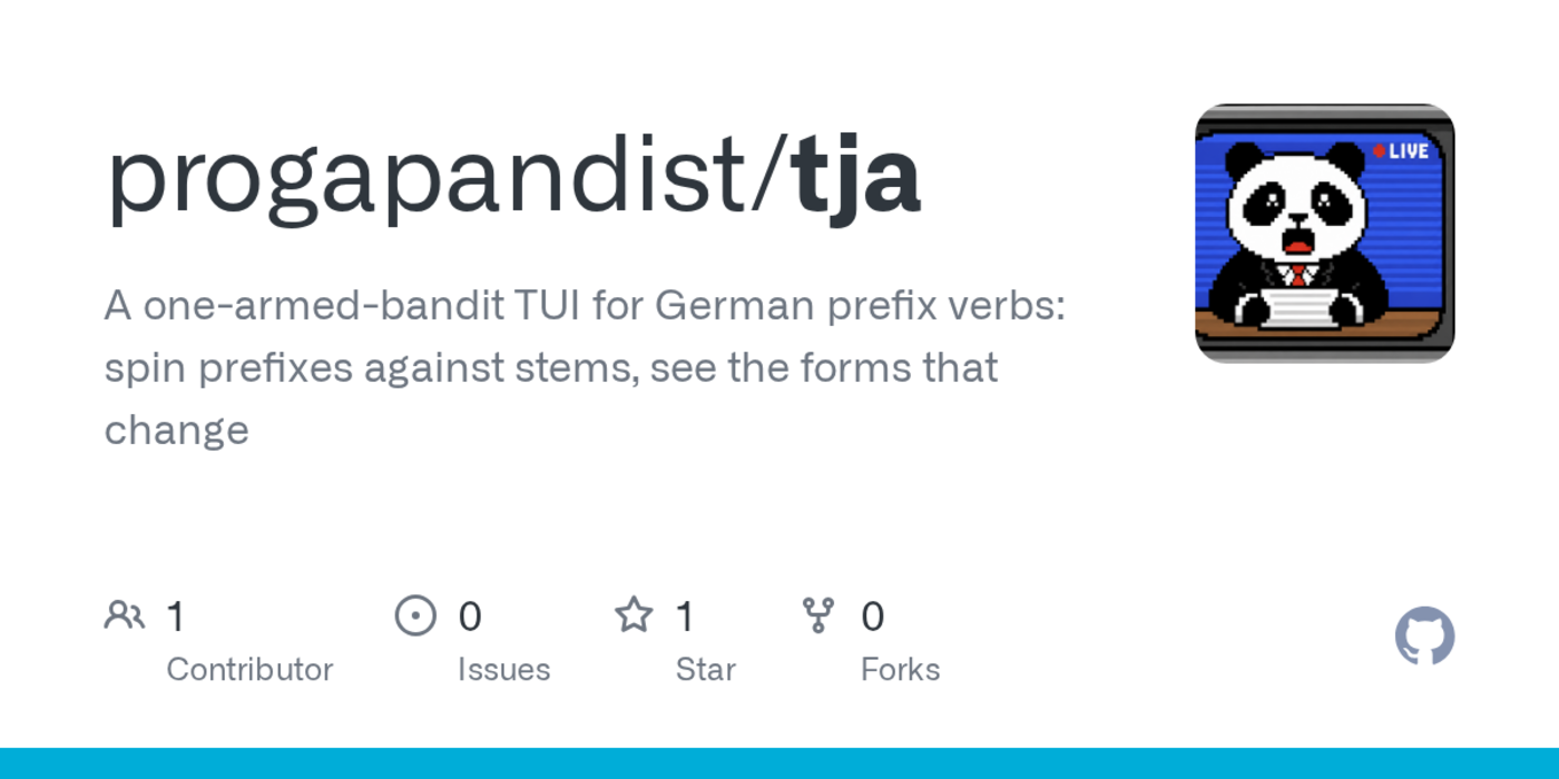 tja tui for learning german verbs in your terminal onearmedbandit style