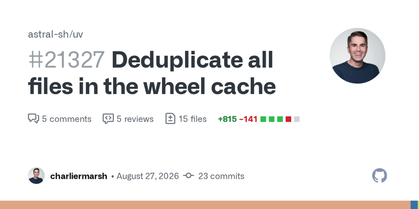 uv deduplicate all files in the wheel cache