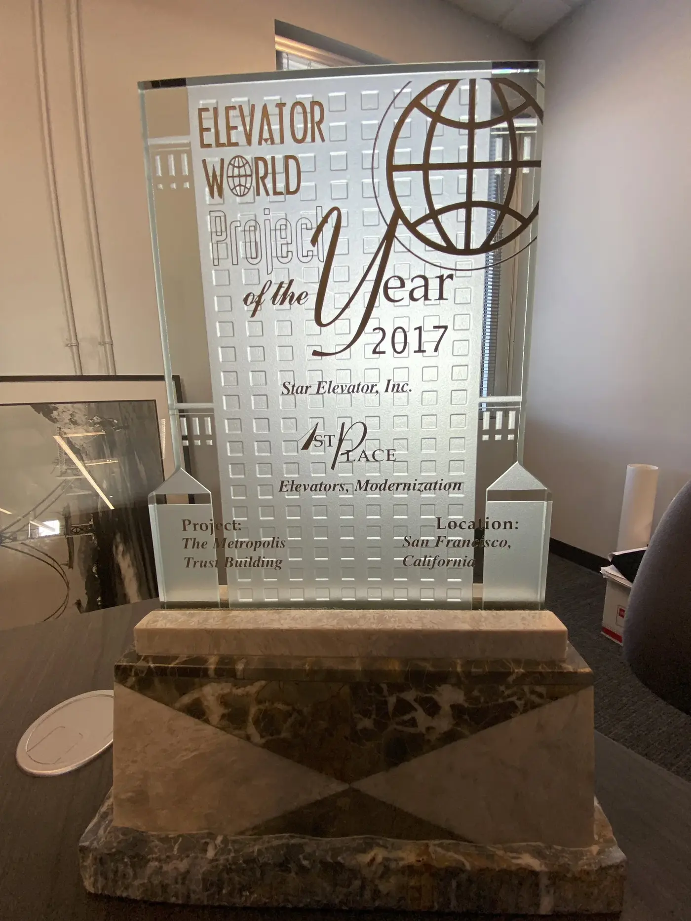 elevator of the year winner modernization of the metropolis trust building