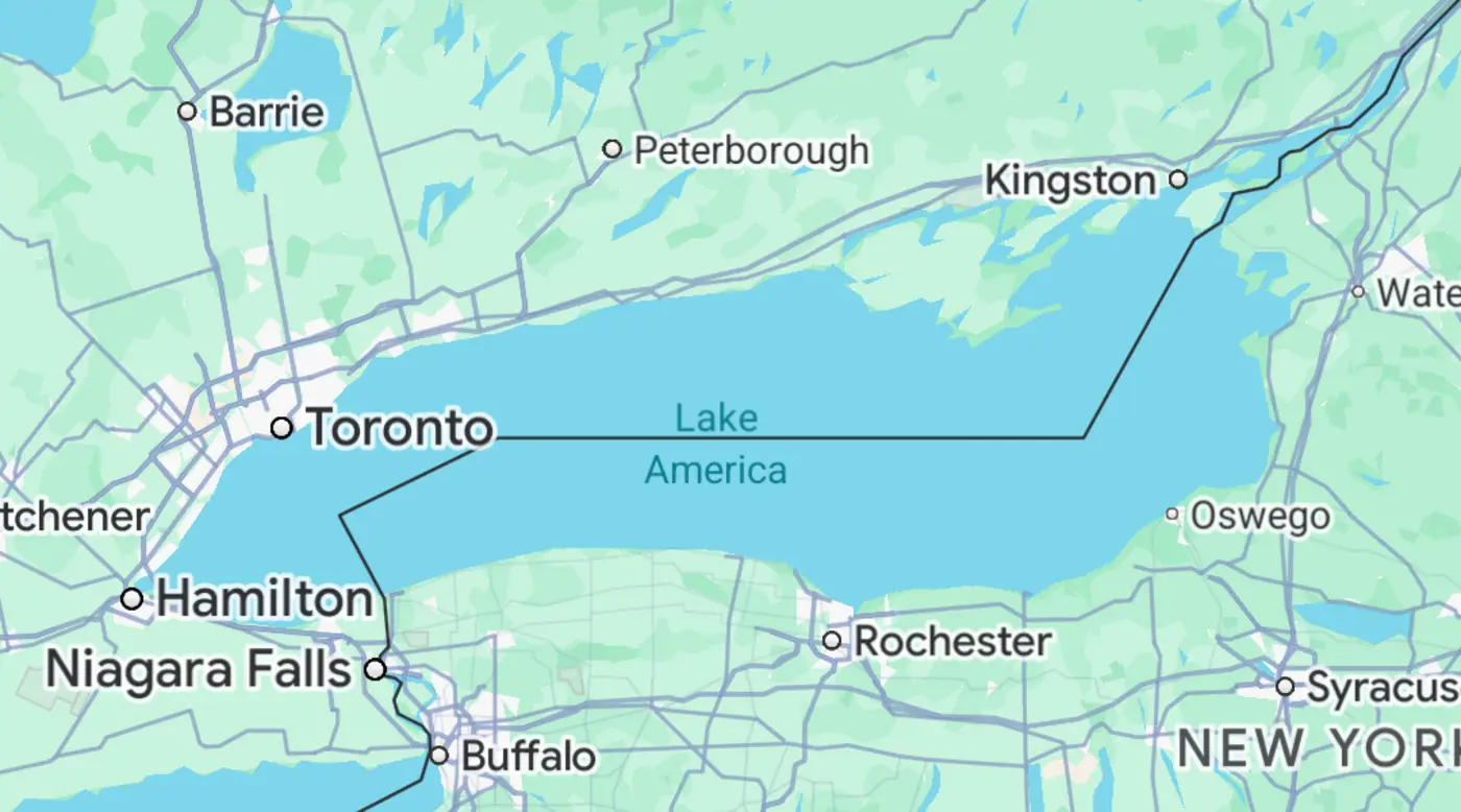 google maps renames quotlake ontarioquot to quotlake americaquot faster than us government