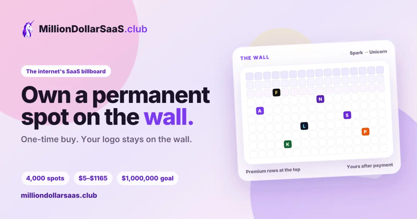 show hn i built a modern version of the million dollar homepage for saas