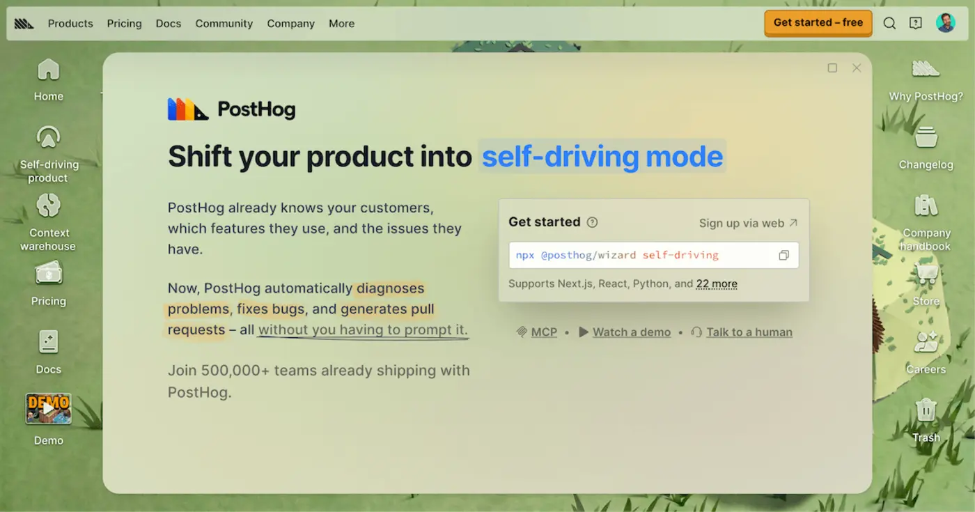 posthog we make your product selfdriving