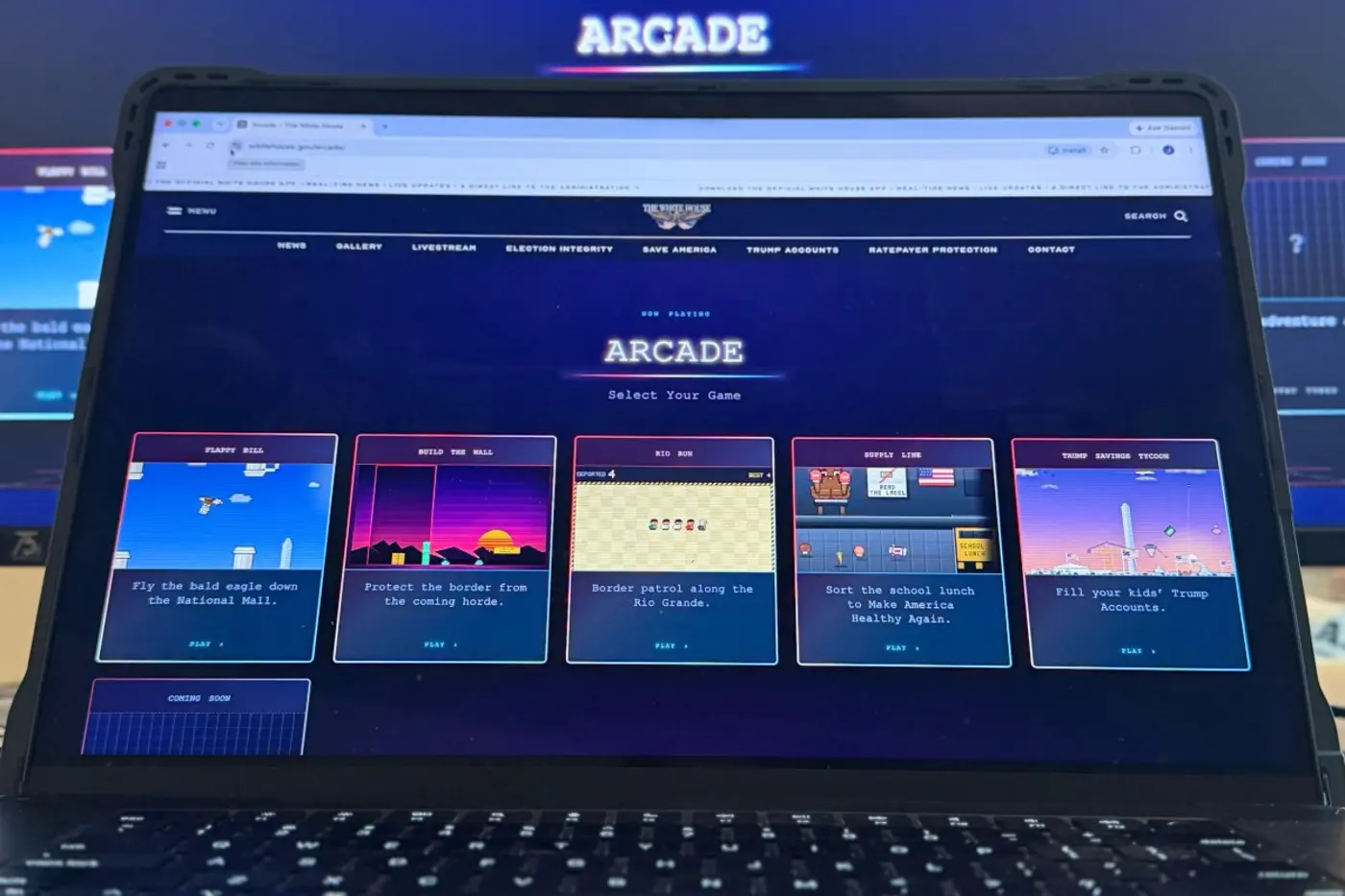 trump white house launches arcade with games to build wall deport migrants