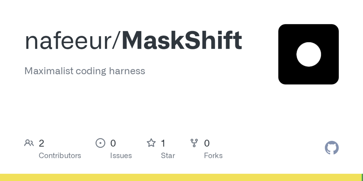 show hn maskshift a maximalist coding agent with zero npm dependencies