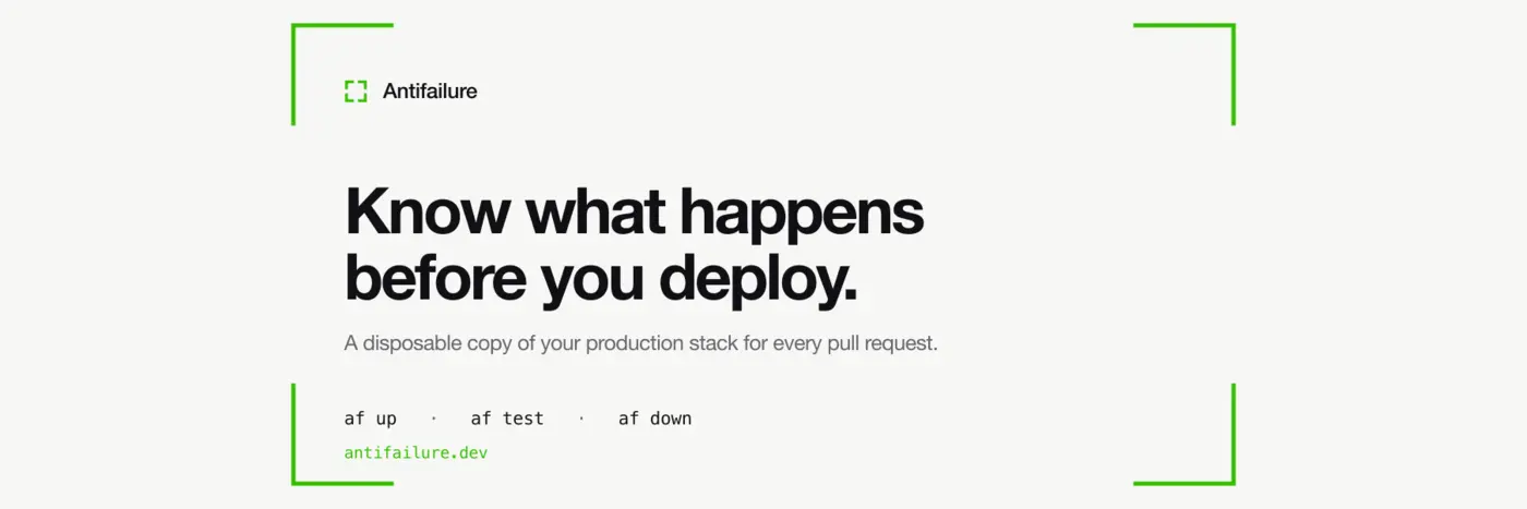 show hn antifailure a disposable copy of production for every pull request