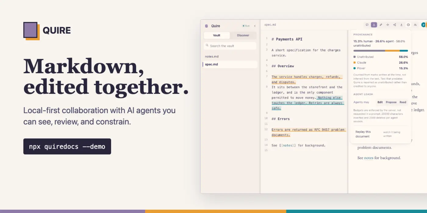 quire humans and ai agents editing local markdown together
