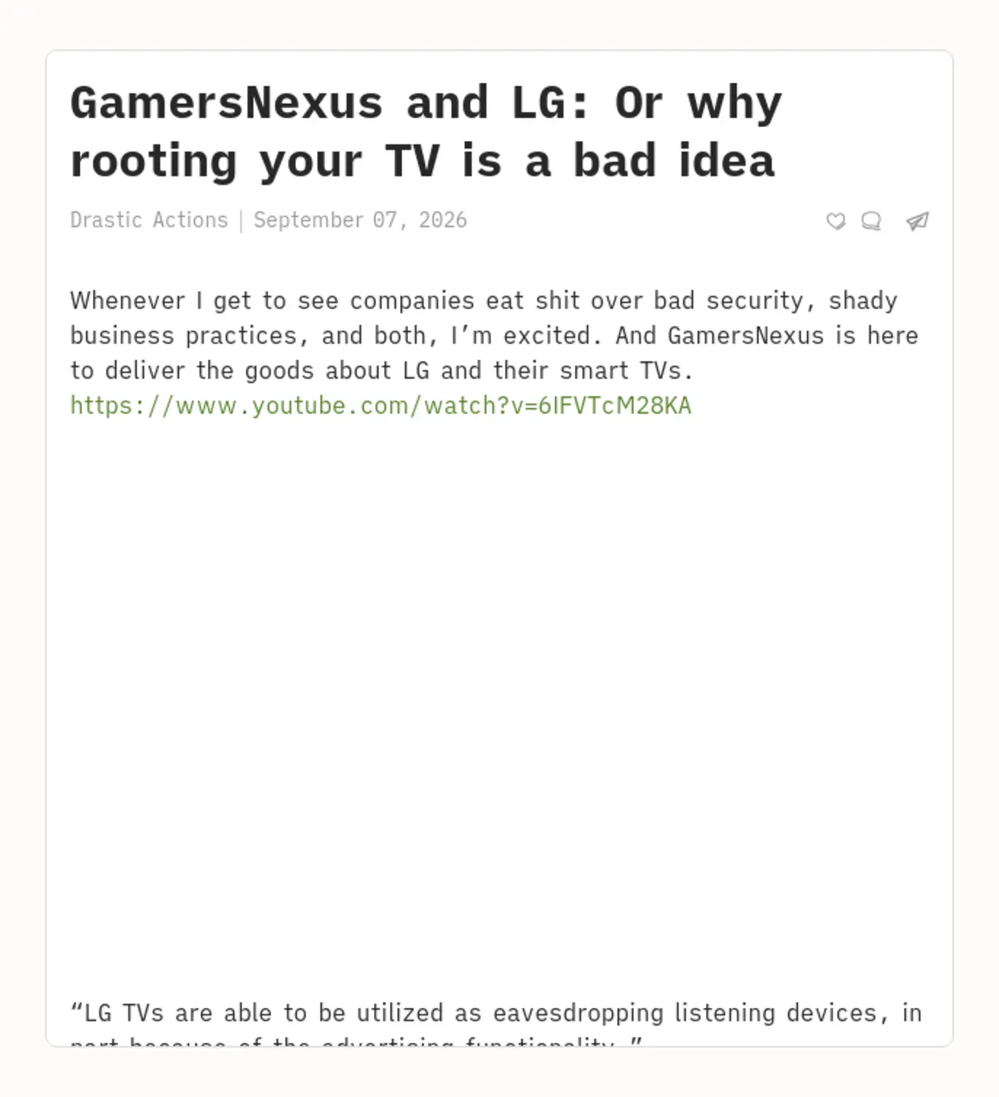 gamersnexus and lg or why rooting your tv is a bad idea