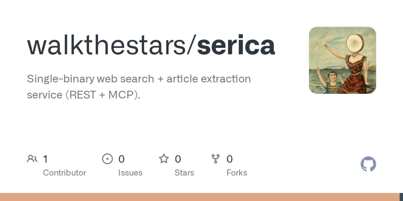 show hn serica singlebinary web search and article extraction in rust