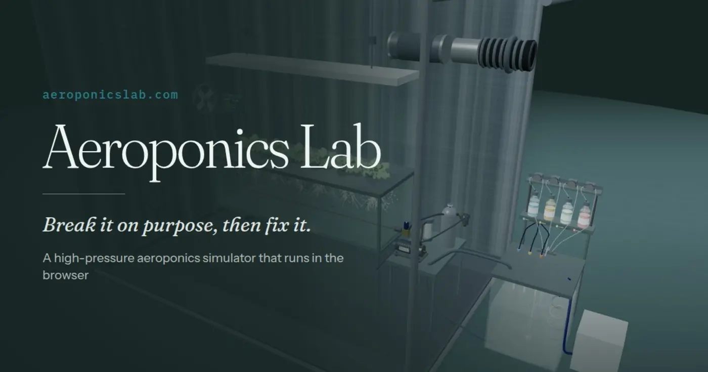 a physicsbased highpressure aeroponics simulator in one html file