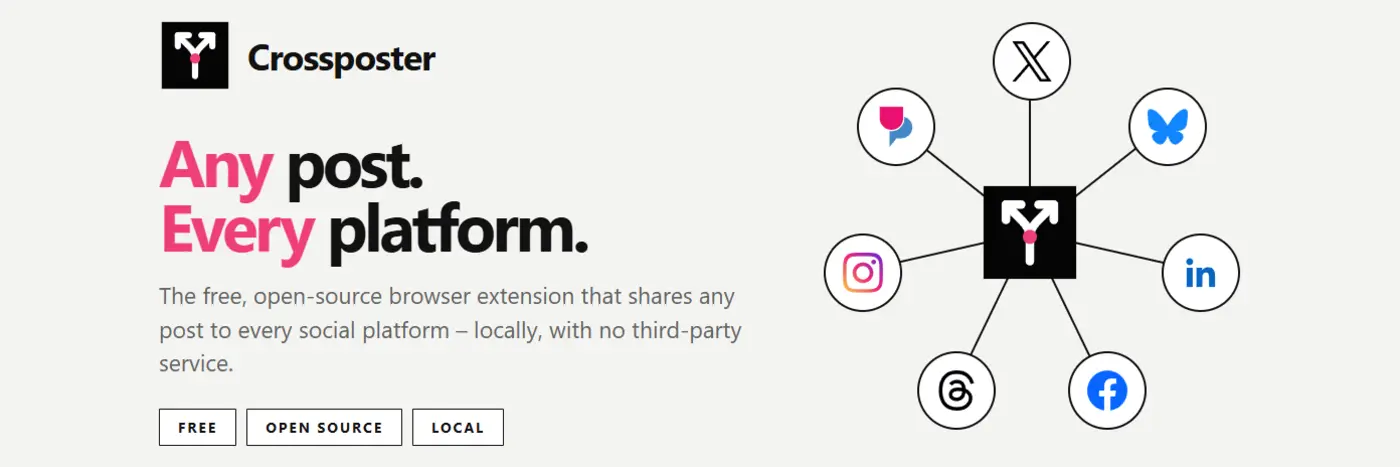 show hn crossposter opensource browser extension for social media posting