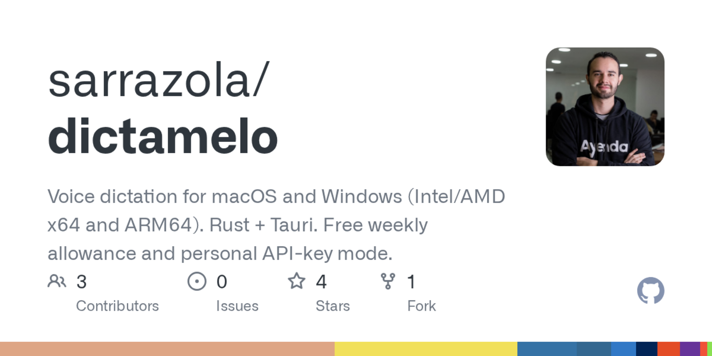 show hn dictmelo mitlicensed voice dictation with local and cloud models