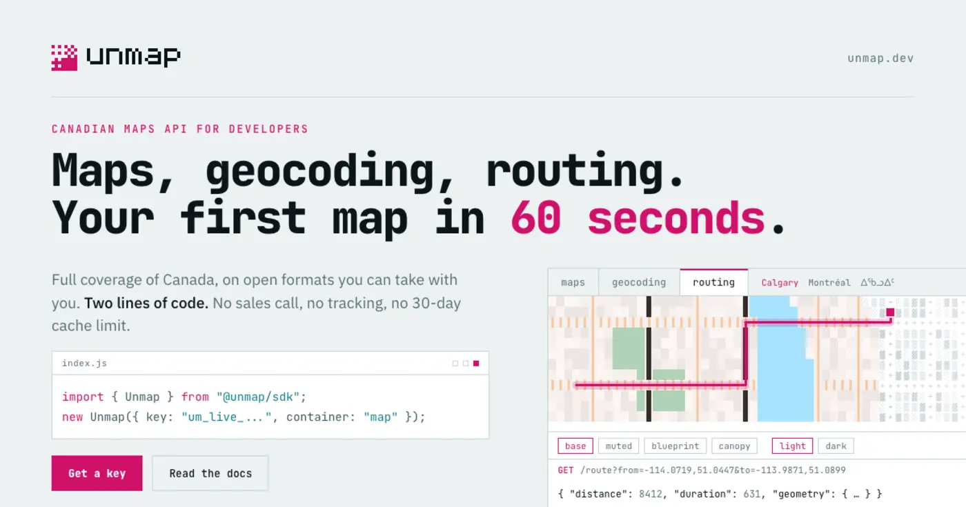 unmap maps geocoding and routing with a shadcnlike dx