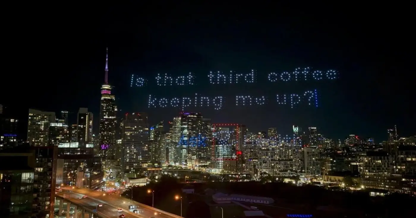 latenight drone show in downtown toronto sparks debate about ads in our skies