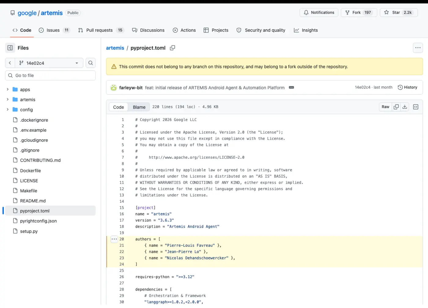google stole open source code without crediting the authors artemisminitap