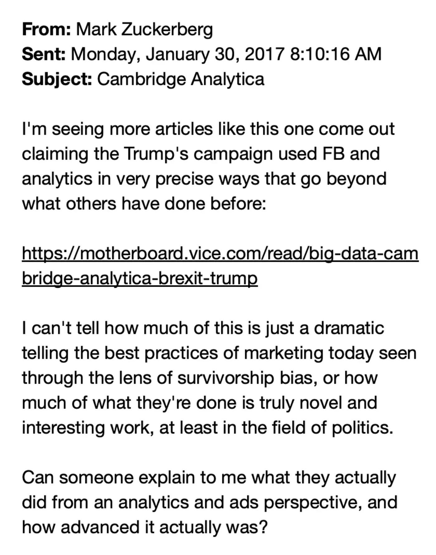 mark zuckerberg quotcambridge analyticaquot 2017