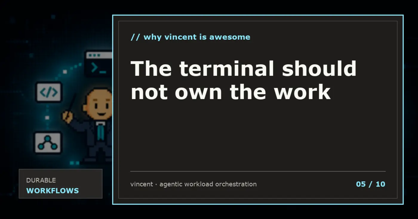 the terminal should not own the work
