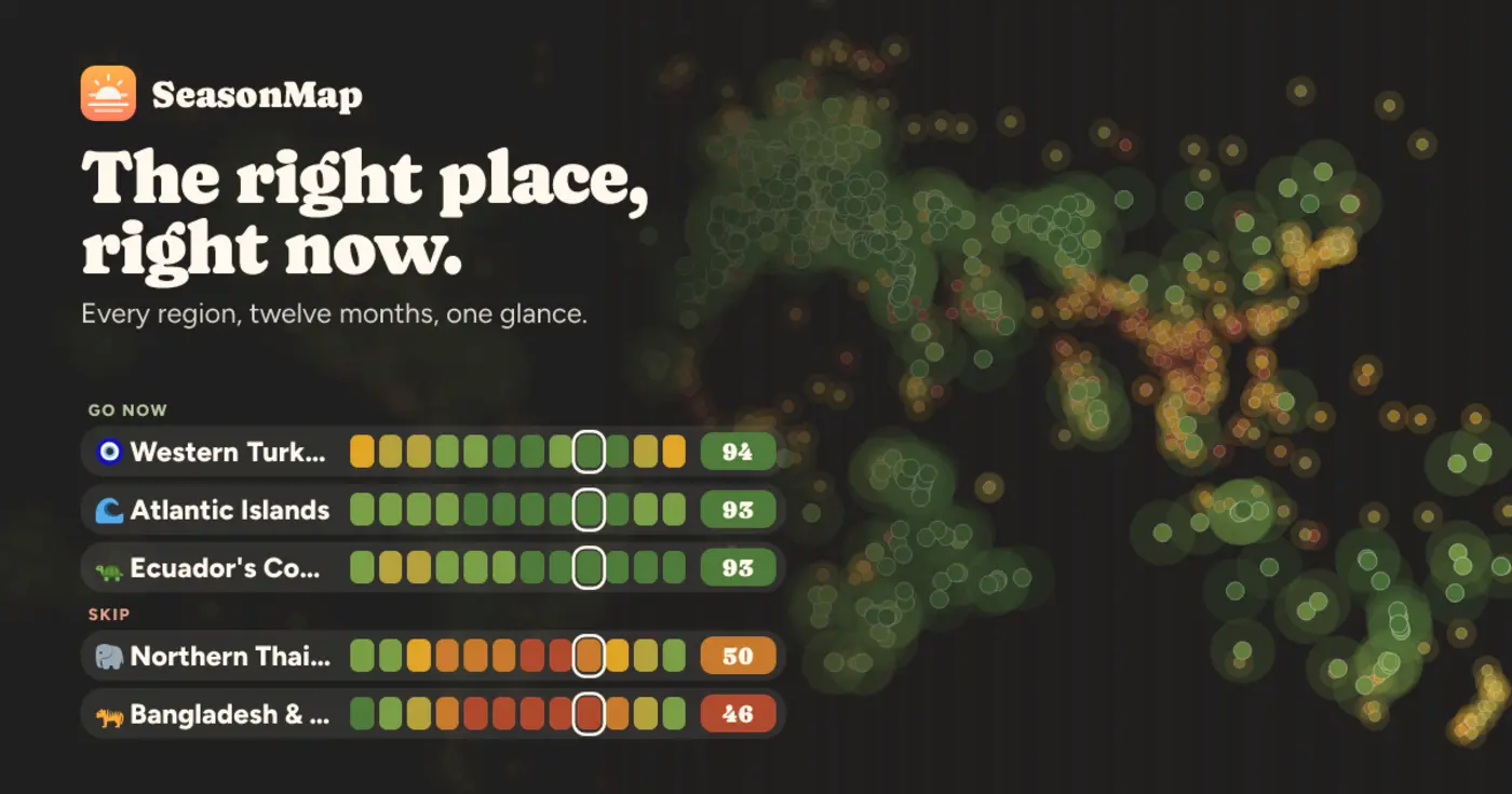 show hn seasonmap when to travel where visualized with climate data