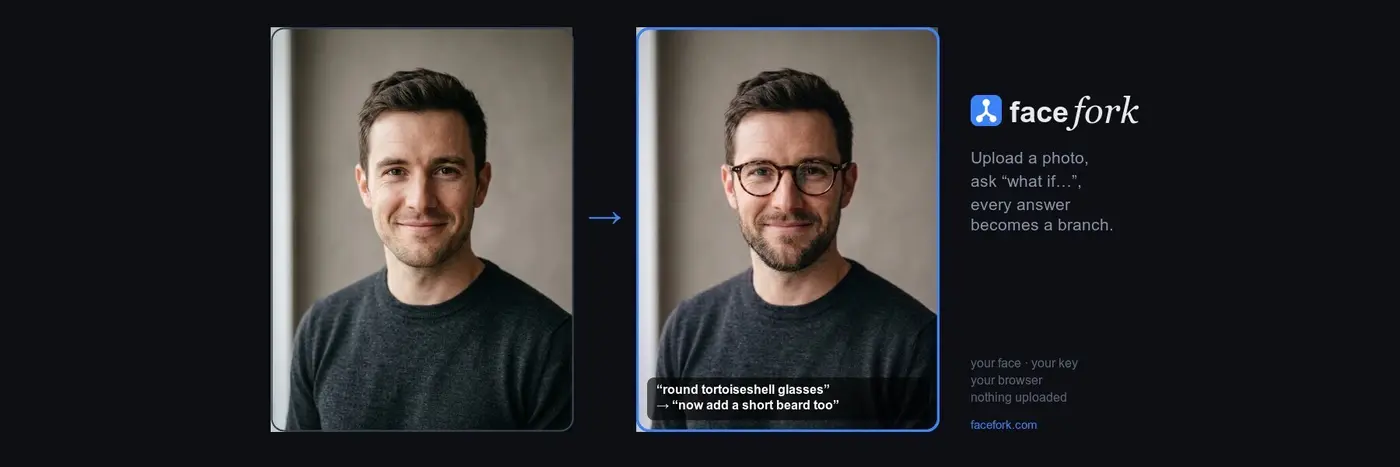 show hn facefork a tree interface to ai edit photos for fun