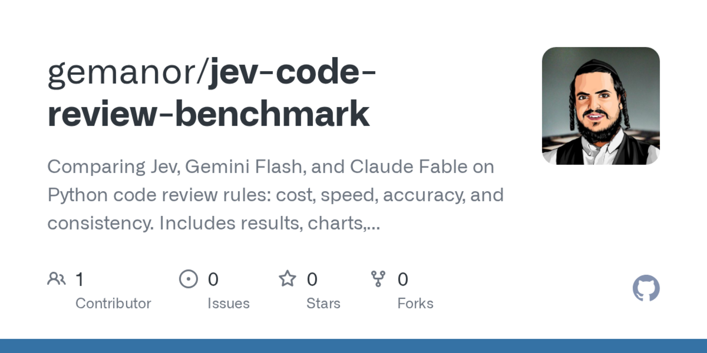benchmark jev vs gemini flash and claude fable on code review