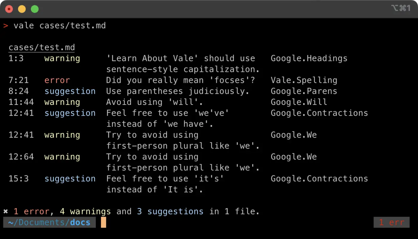 vale codelike linting for prose