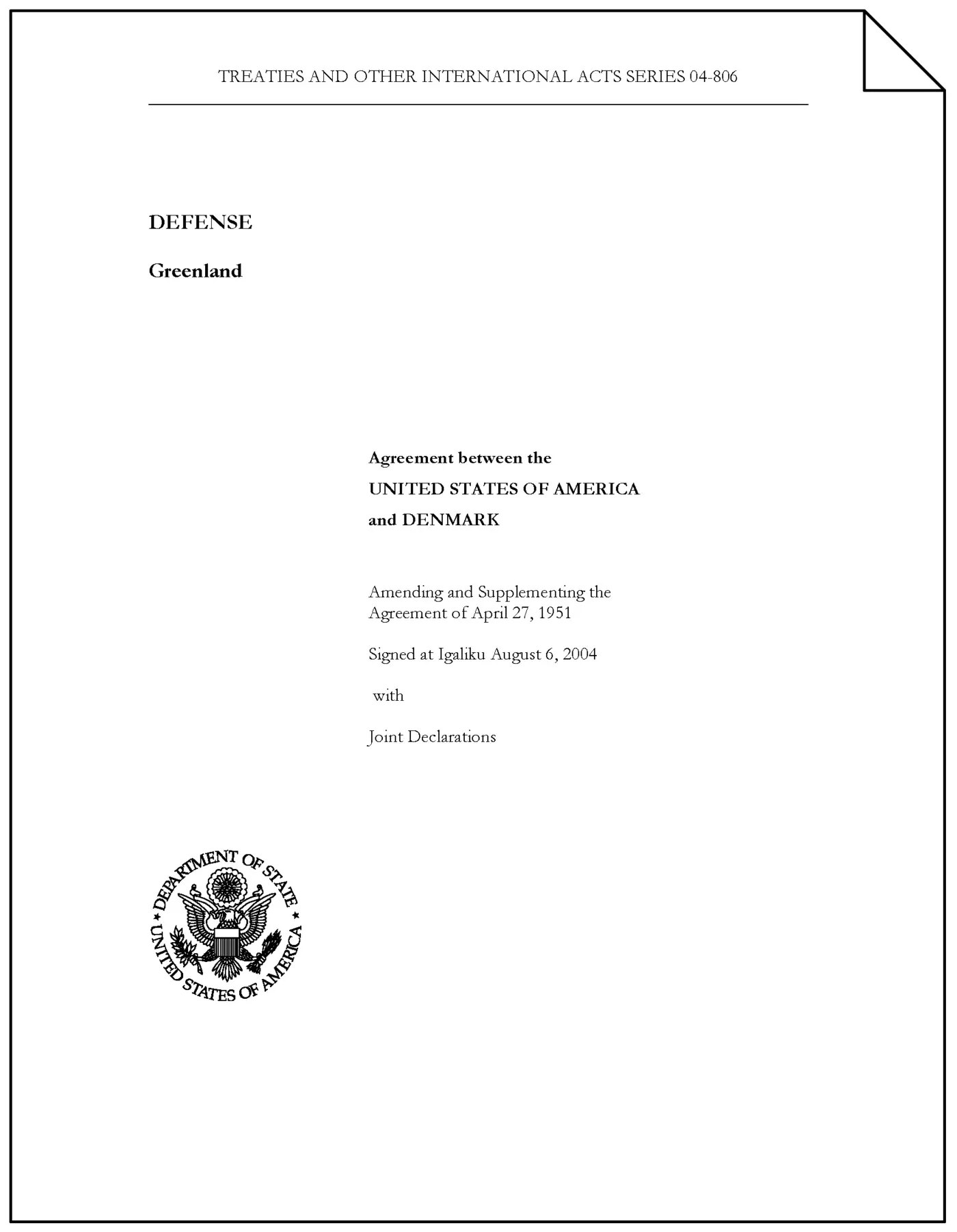 agreement between the usa and denmark 19512004 pdf