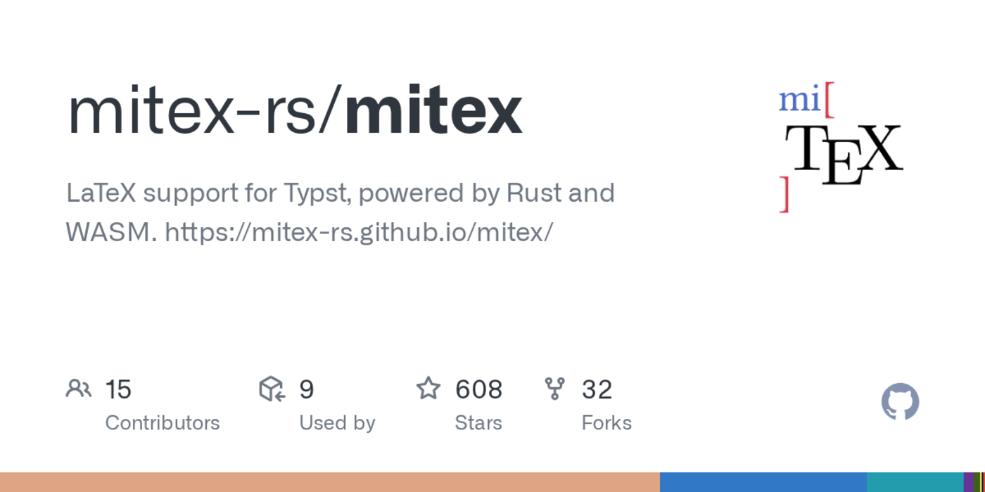 mitex latex support for typst powered by rust and wasm