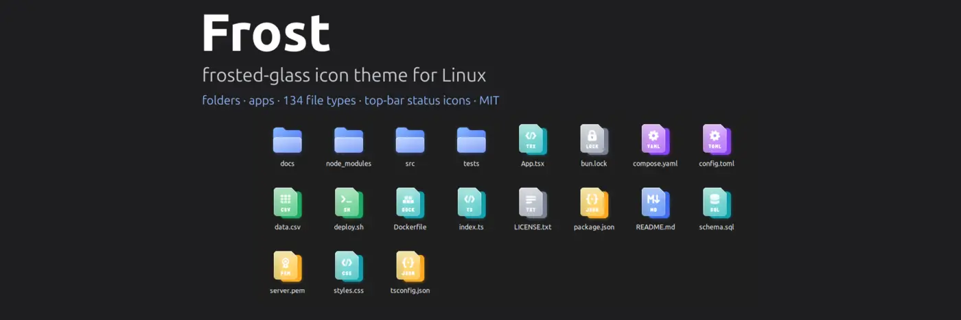 show hn frost frostedglass linux icons where file types say what they are