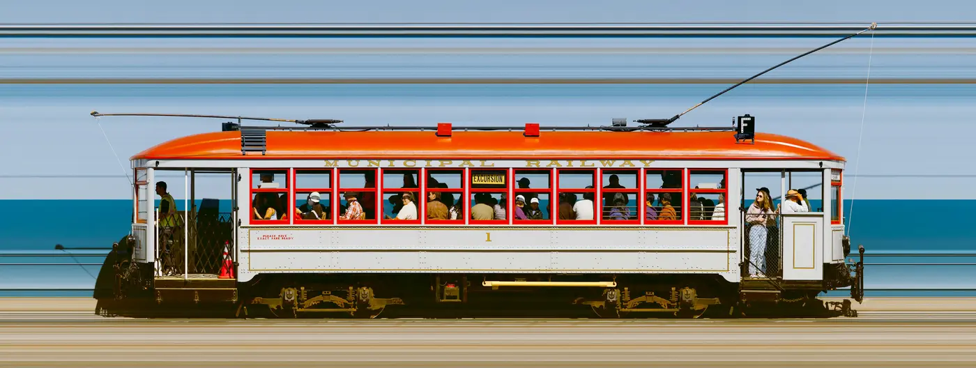 line scan photos from muni heritage weekend in san francisco