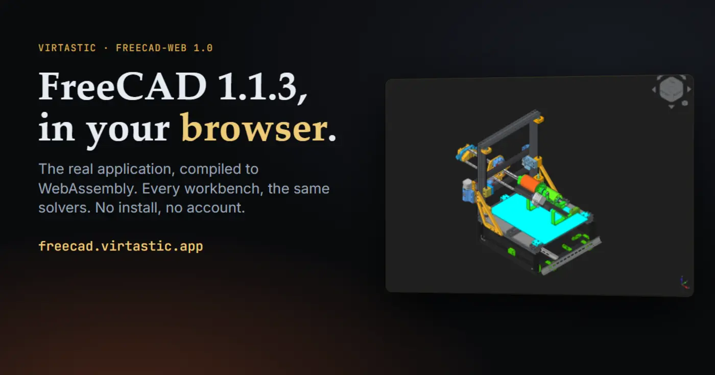 show hn all of freecad 113 every workbench and fem running in the browser