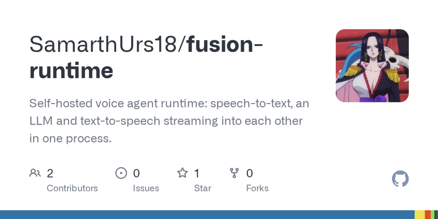 show hn fusionruntime selfhosted voice agents sttllmtts in one process