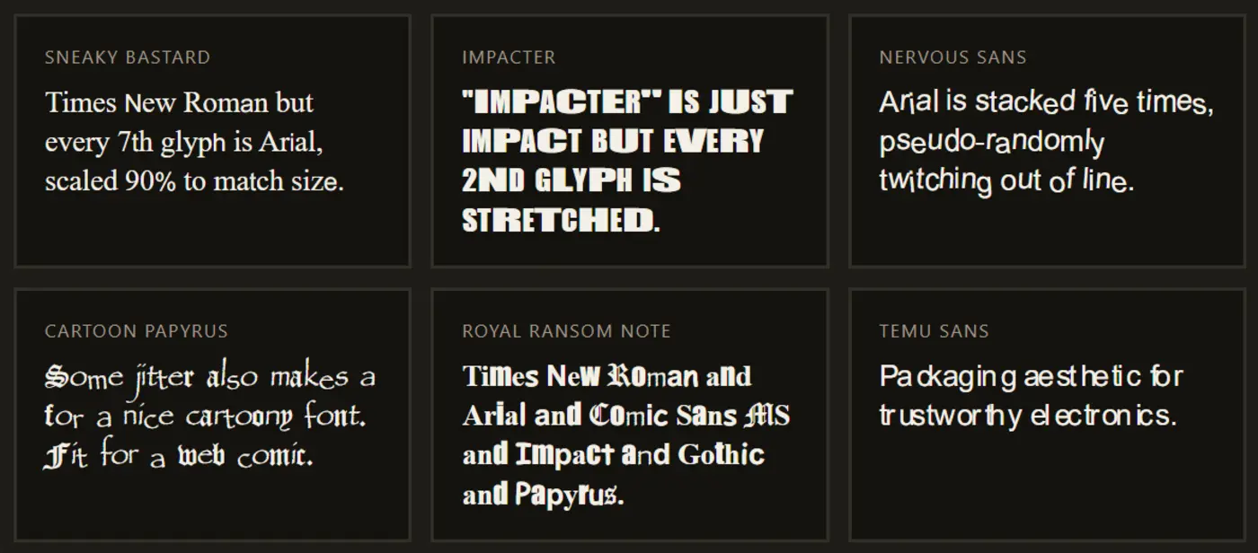 show hn make cursed fonts like times new bastard