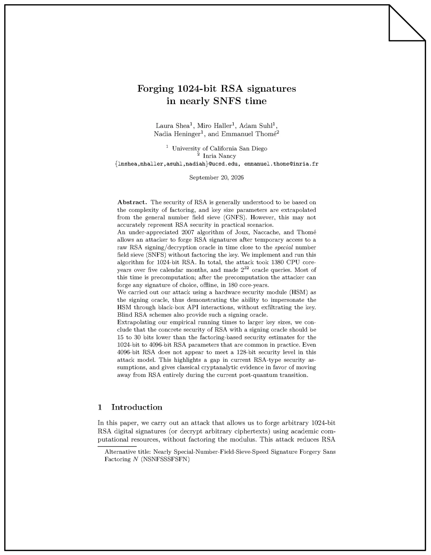 forging 1024bit rsa signatures in nearly snfs time pdf