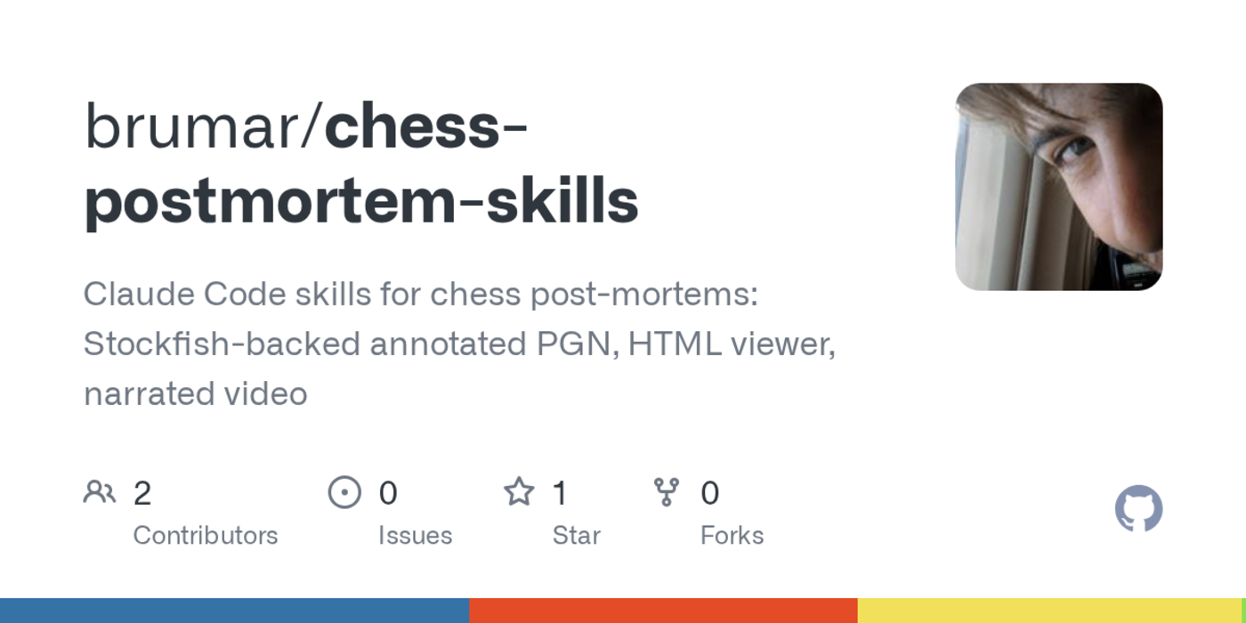 show hn a claude code skill to analyze your chess games