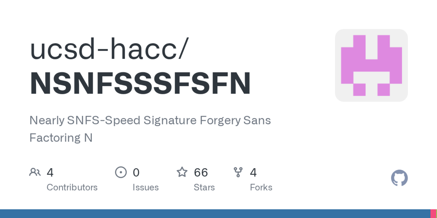 ucsdhaccnsnfsssfsfn nearly snfsspeed signature forgery sans factoring n