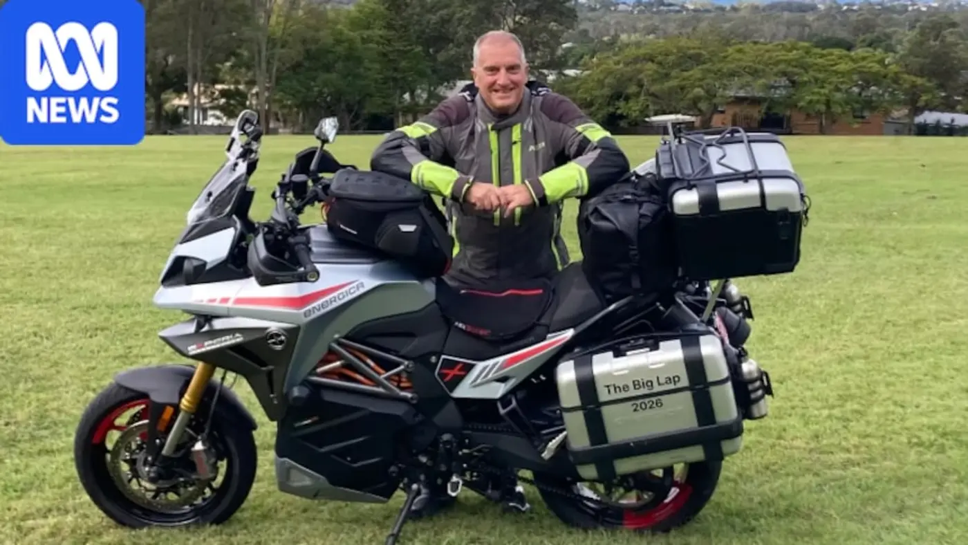 sydney retiree bids to be first to travel australia on electric motorcycle