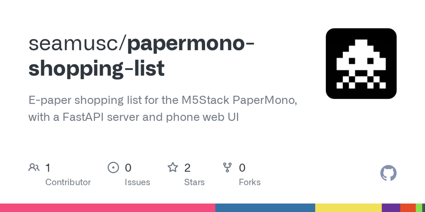 show hn papermono eink fridge magnet shopping list with mobile web page