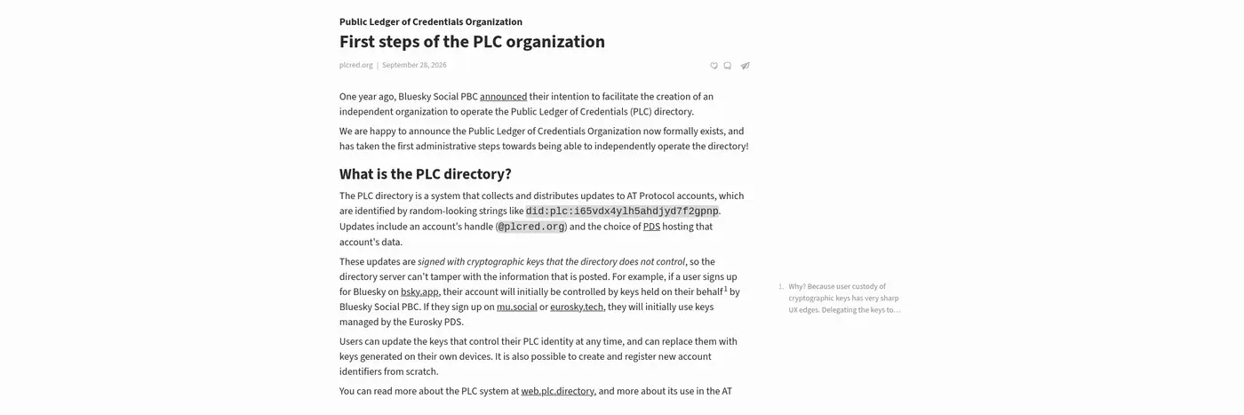 first steps of the plc organization independent public ledger of credentials