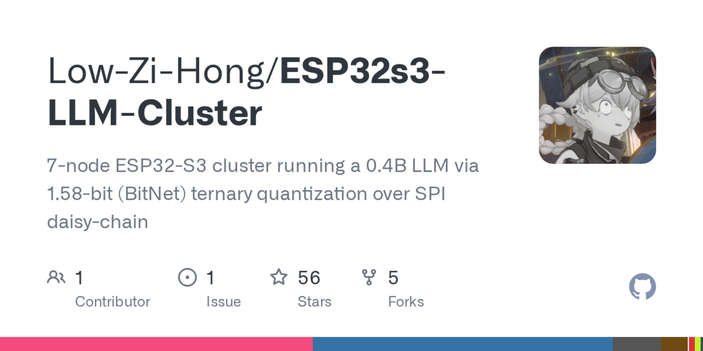 esp32s3 cluster running 158bit bitnet language model